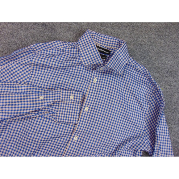 Country Road Other - Country Road Shirt Mens Med Slim Fit Blue White Gingham Check Italian Fabric